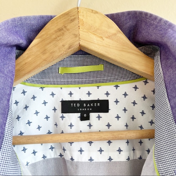 TED BAKER LONDON men’s purple dress shirt size XL flip cuff contrast 100% cotton - Picture 3 of 9